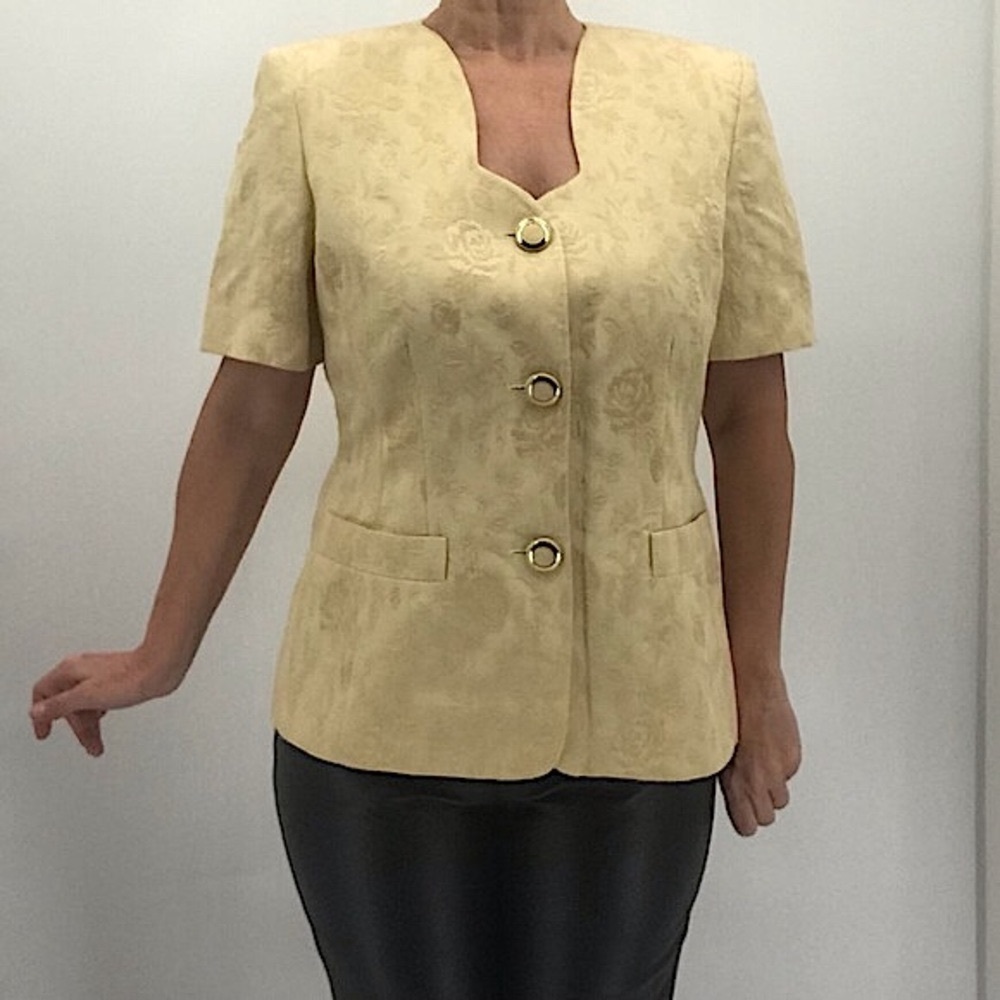 Luisa Spagnoli NEW Vintage 60’s Butter Yellow Tapestry Blazer Jacket NWT